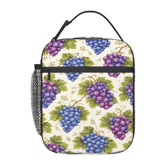 Grape Lunch Bag Reusable Thermal Lunch Tote with Handle for Women and Men