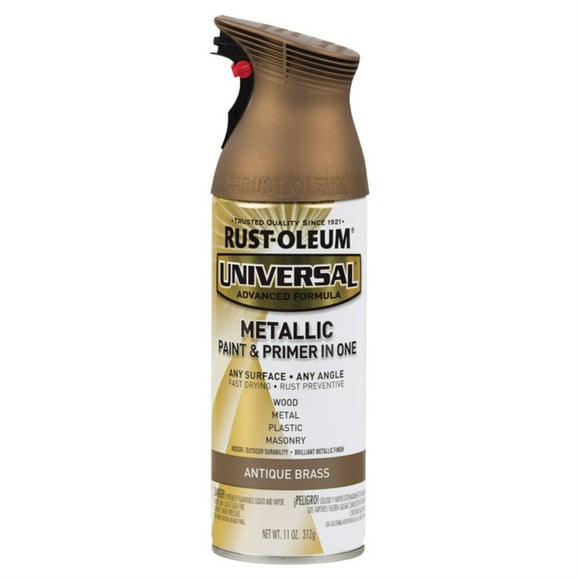 Rust-Oleum 260728 Universal All Surface Metallic Spray Paint, 11 oz, Antique Brass
