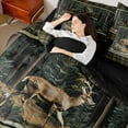 thumbnail image 5 of Feelyou Wildlife Deer Moose Men Twin Bedding Sets 7-Piece, Vintage Green Buffalo Bedding Comforter Set, Rustic Farmhouse Tree Reversible Sheet Sets, Breathable Home Decor, 5 of 9