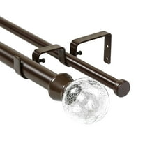 Urbanest Crackle Glass Manhattan 1" 5/8" Double Drapery Curtain Window Rod Set - 48" to 84", Bronze