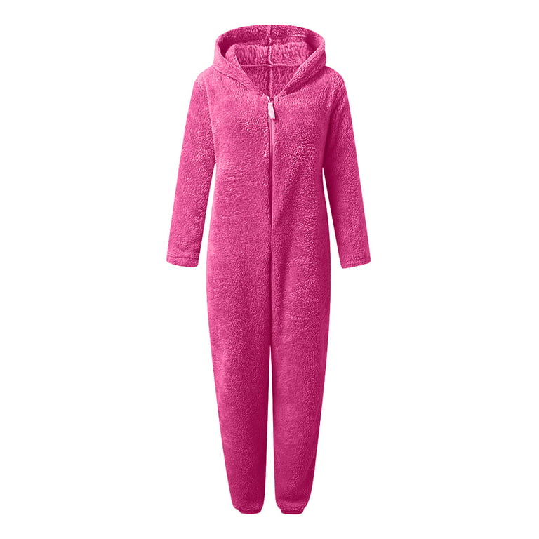 Adult Onesie Pajama for Women Cute Fluffy Winter One Piece Teddy Bear  Pajamas Plush Warm Hoodie Sleepwear Plus Size 
