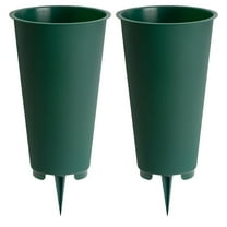 Root & Vessel Cemetery Vase, Green, Large Flat Bottom, 2-Pack
