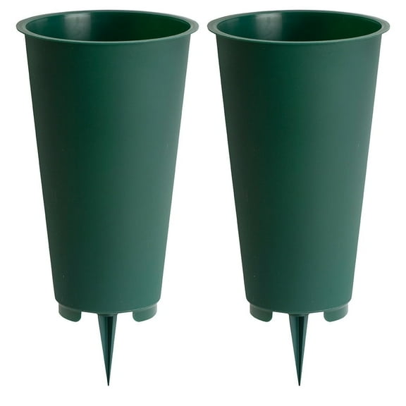 Root & Vessel Cemetery Vase, Green, Large Flat Bottom, 2-Pack