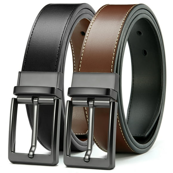 YOETEY Mens Belts 1 Pack - 1 3/8" Reversible Leather Belt for Casual Dress
