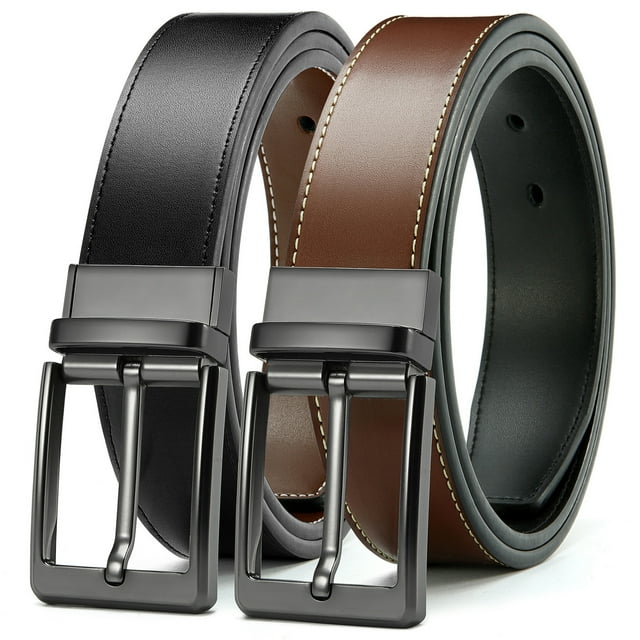 YOETEY Ceintures pour Hommes 1 Paquet - Ceinture en Cuir Réversible de 1 3/8 Pouces pour Tenue Décontractée
