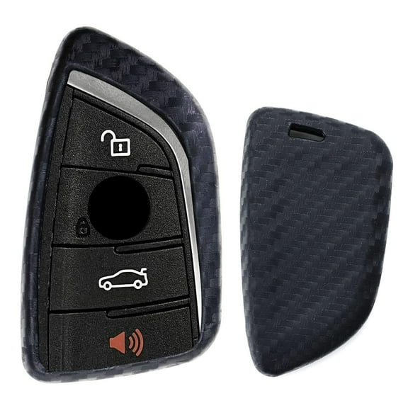 Carbon Fiber Pattern Soft Silicone Key Fob Cover Case For BMW 2016-up X1, 2019-up X4, 2014-up X5, 2015-up X6, 2017-up 5 Series & 2016-up 7 Series