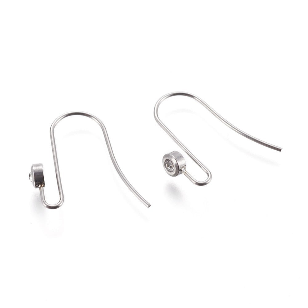 100 PIECE PACK 21mm 304 Stainless Steel Earring Hooks, Fishhook Earrings,  .6mm Pin, 2mm Hole, Silver Color, Earring Making, Basic Ear Hook