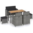 thumbnail image 1 of vidaXL 6 Piece Outdoor Dining Set Poly Rattan and Acacia Wood Grey, 1 of 10
