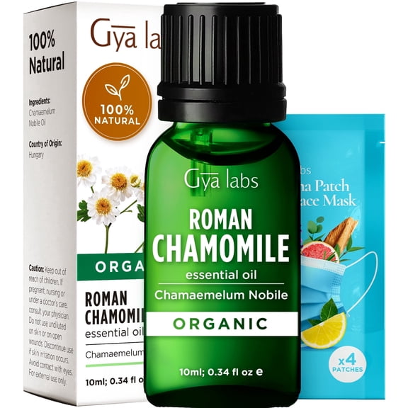 Gya Labs Organic Roman Chamomile Essential Oil - 0.34 fl oz - for Skin, Hair, Diffuser, Aromatherapy, DIY Candle Making Scents