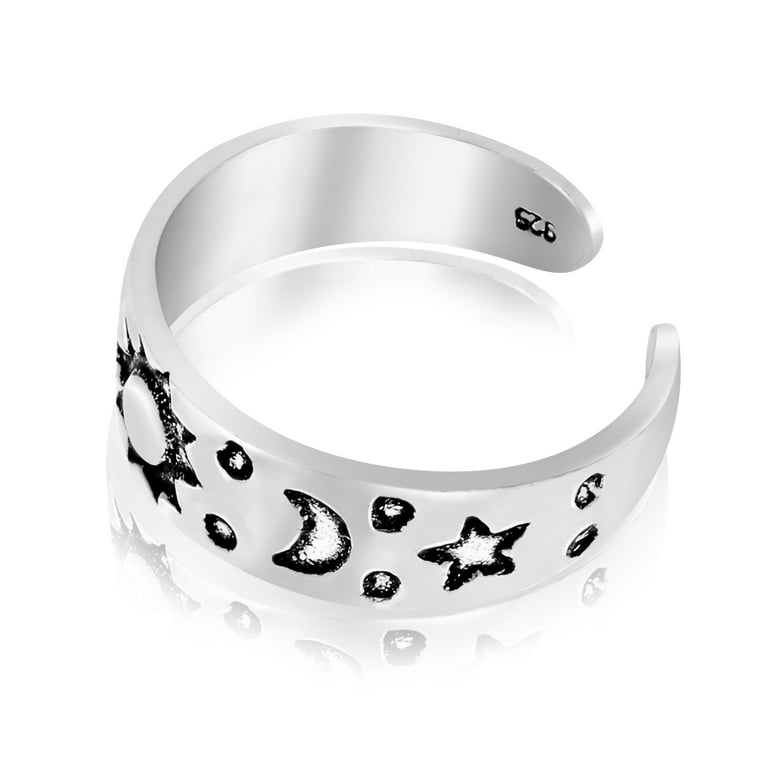 Celestial Sky Sun Moon and Star .925 Sterling Silver Toe Ring or