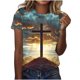 thumbnail image 1 of Tops de Ajuste Suelto para las Mujeres Sudadera Casual Impresa Manga Corta Cuello Redondo Superior, Poliéster, 1 of 5