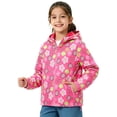 thumbnail image 2 of CPNG Girls Hooded Jacket Rainproof Windproof Windbreaker Coat with Colorful Print Fleece Lined Warmth Hiking Windbreaker, 2 of 7