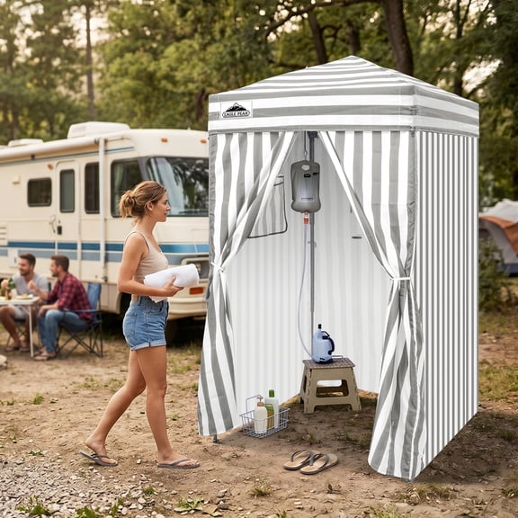 EAGLE PEAK Flex Ultra Compact 4x4 Pop-up Changing Room Canopy, Portable Privacy Cabana for Pool, Fashion Photoshoots, or Camping (Gray/White)