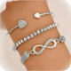 thumbnail image 1 of Pulseras de oro para mujer Pulsera de eslabones de cadena cubana de moda Pulseras de tenis en capas Pulsera de espiga boho Pulsera de serpiente Pulseras apilables de diamantes de imitación para regalo, 1 of 4