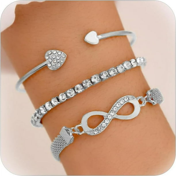 Pulseras de oro para mujer Pulsera de eslabones de cadena cubana de moda Pulseras de tenis en capas Pulsera de espiga boho Pulsera de serpiente Pulseras apilables de diamantes de imitación para regalo