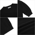 thumbnail image 4 of Yesfashion Womens Puff Short Sleeve Sweater Tops Crewneck Basic Knit Solid Pullover Blouse, 4 of 6