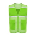thumbnail image 2 of RUNQHUI Men Women Zipper High Visibility Reflective Safety Vest Construction Work Mesh Fabric Work Clothes Light Green 185, 2 of 7