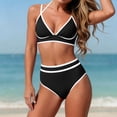 thumbnail image 2 of UTSJKR Women's 2026 New Solid Two Piece Bikini Set, European Slim Fit Trendy Bathing Suit, Cross Border Beach Swimwear Black L, 2 of 6