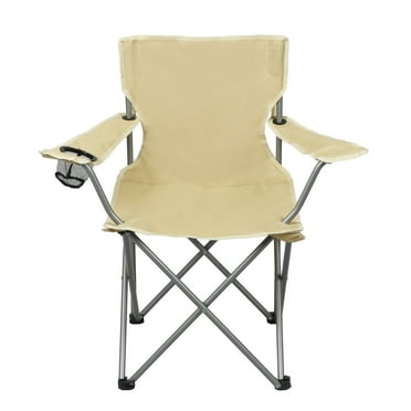 Ozark Trail Basic Quad Folding Camp Chair with Cup Holder, Gold, Adult