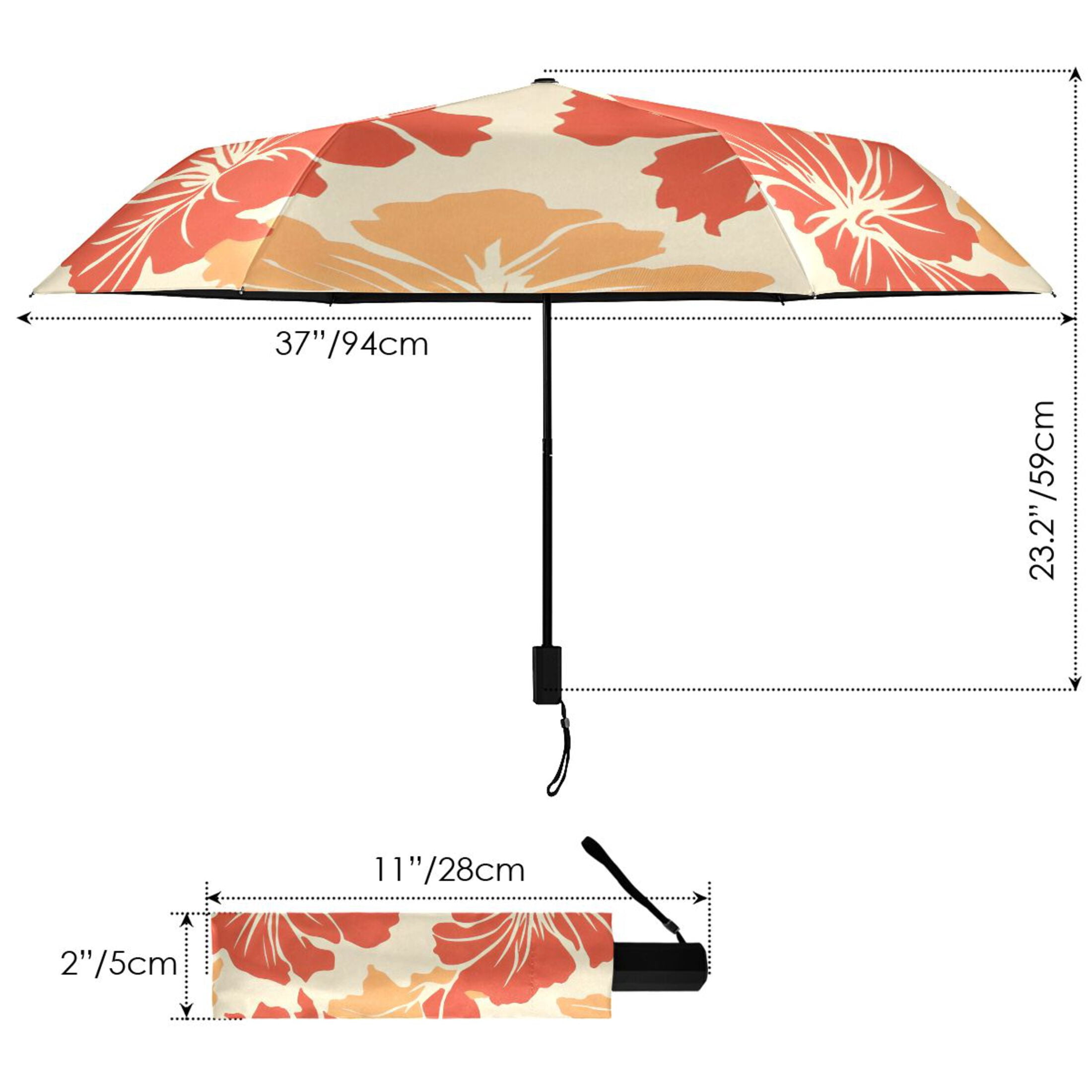 ALAZA Elegant Tropical Floral-h9 UPF 50+ Compact Folding Umbrella for Rain Travel Umbrella Packable