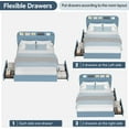 thumbnail image 4 of GarveeHome Full Upholstered Bed Frame with Storage Headboard & 2 Drawers, Boucle Fabric Platform Bed with Bookcase, No Box Spring Needed, Easy Assembly, Blue, 4 of 6