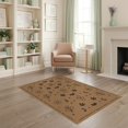 thumbnail image 2 of ODIKA 4'x6' Tan Botanical Estate Washable Area Rug Hexagonal Geometric Folk Art Leaves Traditional Vintage Style Non-Slip, Chair-Friendly, Flatwoven for Home Office, Under Desk, 2 of 7