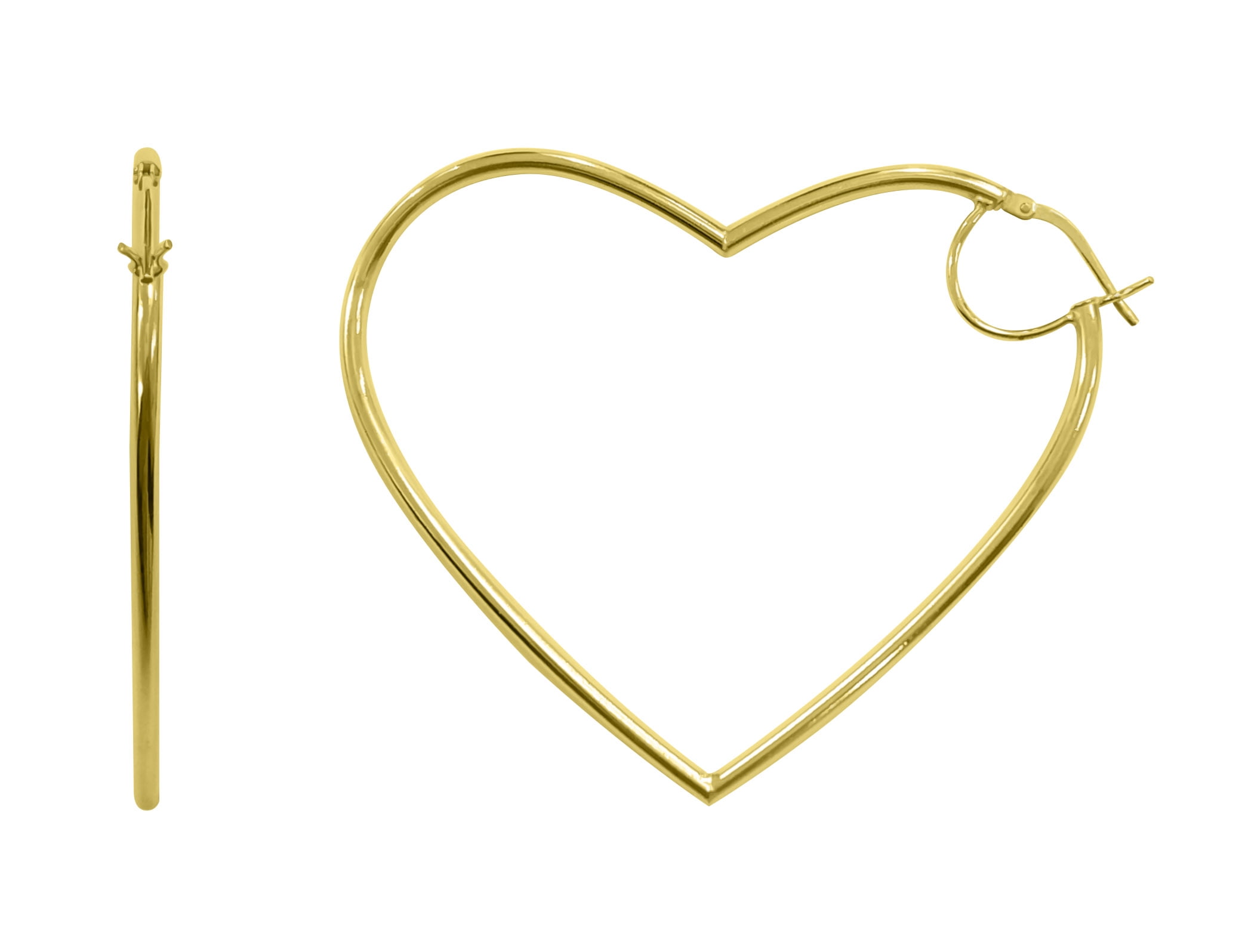 Brilliance Fine Jewelry Women's 14K Gold Plated Sterling Silver High Polished Heart Adults Earrings