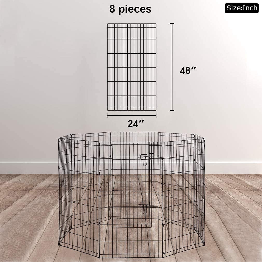 YRLLENSDAN 48'' Dog Pen for Outside, 8 Panel Exercise Fences Dog Kennel for Backyard Pet Playpen Crate Fence Pet Gate with Door Puppy Play Yard for Small Medium Large Dogs