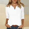 thumbnail image 2 of DENGDENG Womens 3/4 Sleeve Tops Summer Loose Fit Solid V Neck T Shirts Spring Casual Elbow Three Quarter Length Sleeve Tee Shirts Cute Holiday Blouses Tunic Top M, 2 of 5
