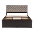 thumbnail image 4 of Modern Wood Storage Queen Platform Bed Frame, Button Tufted Headboard with Hidden Storage Shelves, 4 Drawers and Double Layer Shoe Rack, No Box Spring Needed, Espresso, 4 of 14