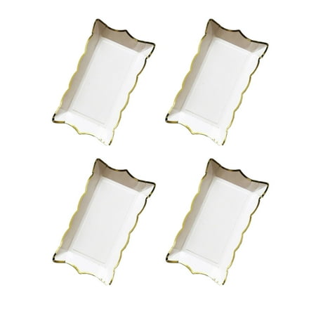 

4Pcs Rectangular Paper Tray Serving Tray for Restaurant White