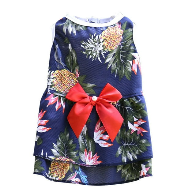 HEVIRGO Pet Clothes Pineapple Pattern Decorative Breathable Pet Dogs Cats Princess Dress for Summer