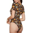 thumbnail image 3 of Yiaed Skulls Print Women's Waist-Cinching Short-Sleeved Onesie,Elastic Onesiet,Snaps At Bottom,Easy To Put On And Take Off for Wome Bodysuit -Large, 3 of 8