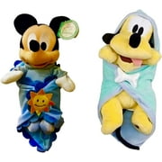 Mickey & Pluto Dog Baby in Blanket Set 11” Plush Soft Doll Parks Stuffed New