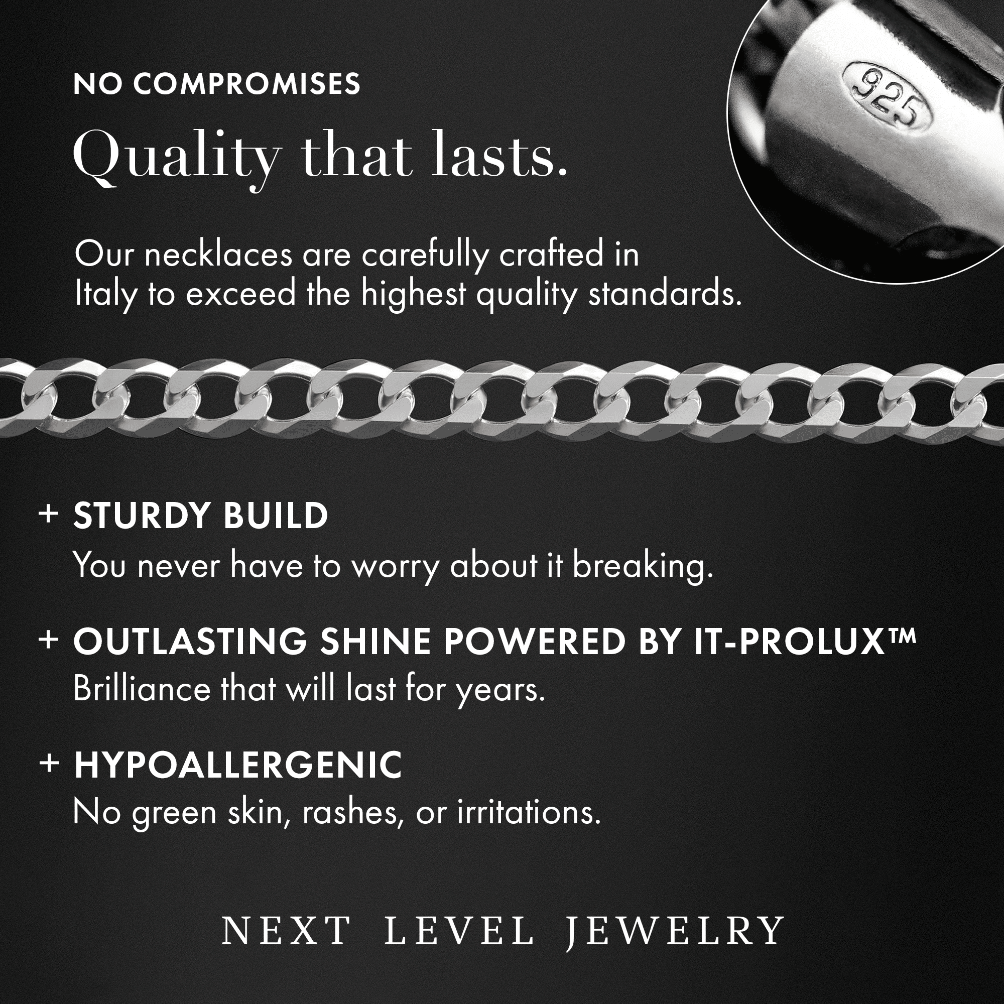 Italian 925 Sterling Silver Cuban Curb Link Chain Necklaces 2MM - 10.5MM, Solid 925 Italy, Next Level Jewelry