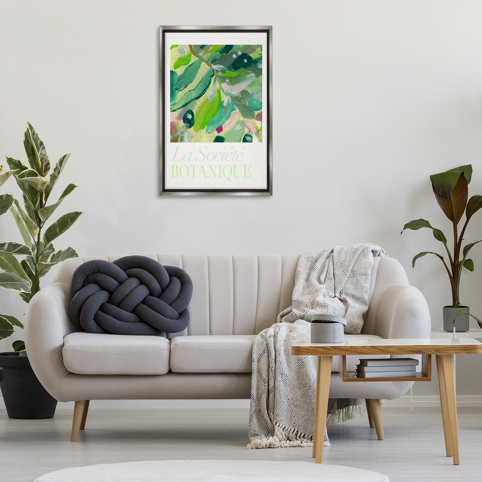 Stupell Industries Abstract French Botanicals Plants & Flowers Painting Gray Floater Framed Canvas Art Print Wall Art, 21 x 31