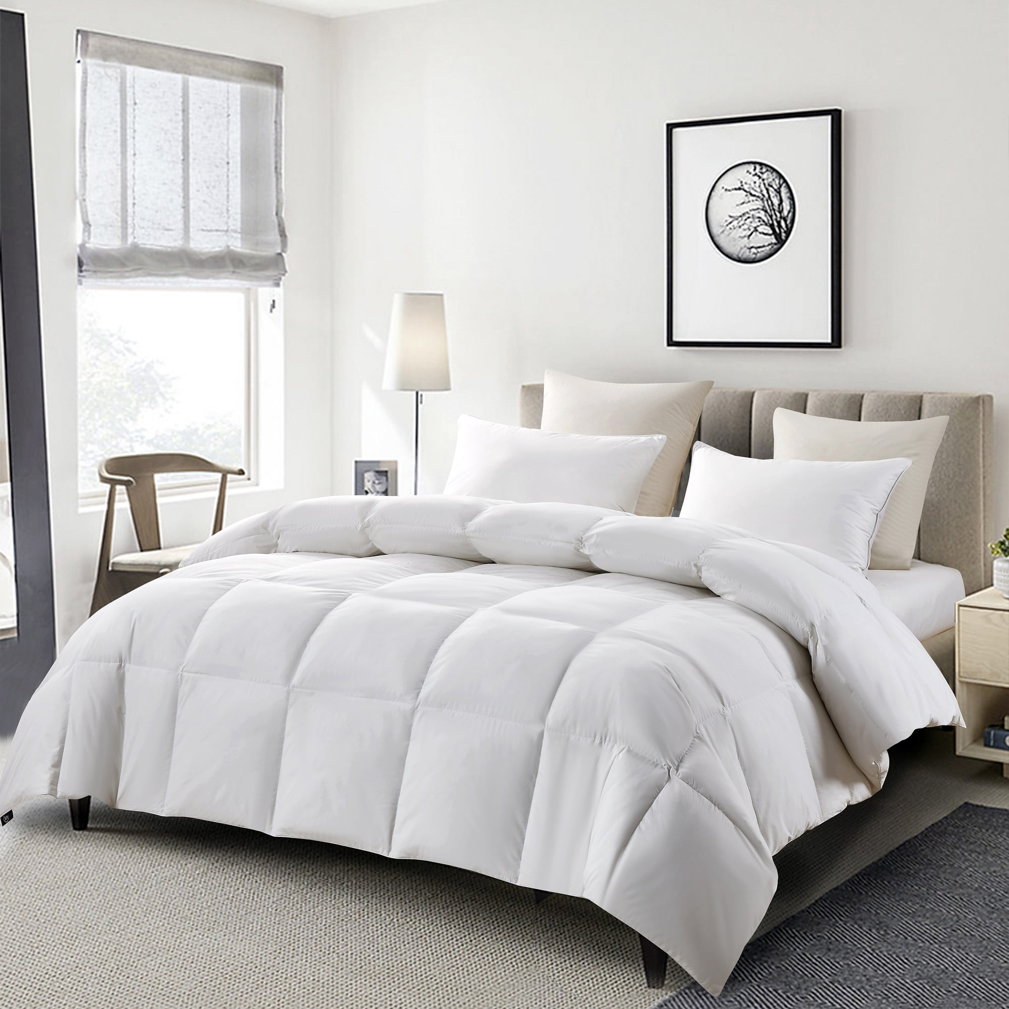 Serta 100% Cotton Summer Lightweight Warmth，90% Goose Down Fiber Comforter, Fluffy Duvet Insert with Corner loops, 233 Thread Count, Hotel Luxury Ultra Soft, 68x90 inches Twin Size