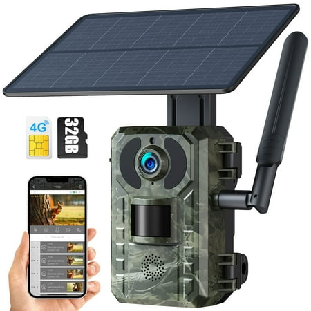 CAMPARK Trail Camera with 4G Cellular Solar SD Card 2.5K 14MP Hunting Game Camera with Live View and Motion Alerts 940nm No Glow Night Vision and IP66 Waterproof for Wildlife Monitoring