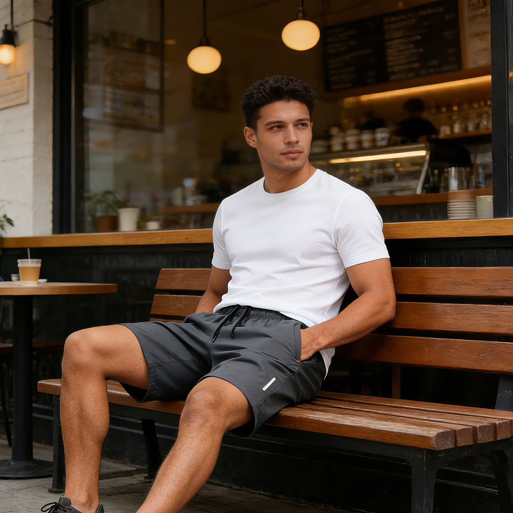 LONKITO Summer Mens Shorts Elastic Waist Lightweight Running Shorts with Zipper Pockets for Casual Athletic Beach, Size L