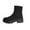 Black Flats Mid Calf Boots, variant on Women's Casual Winter Ankle Boots Knitted Elastic Sleeve Solid Color Round Toe Thick Sole Comfortable Footwear