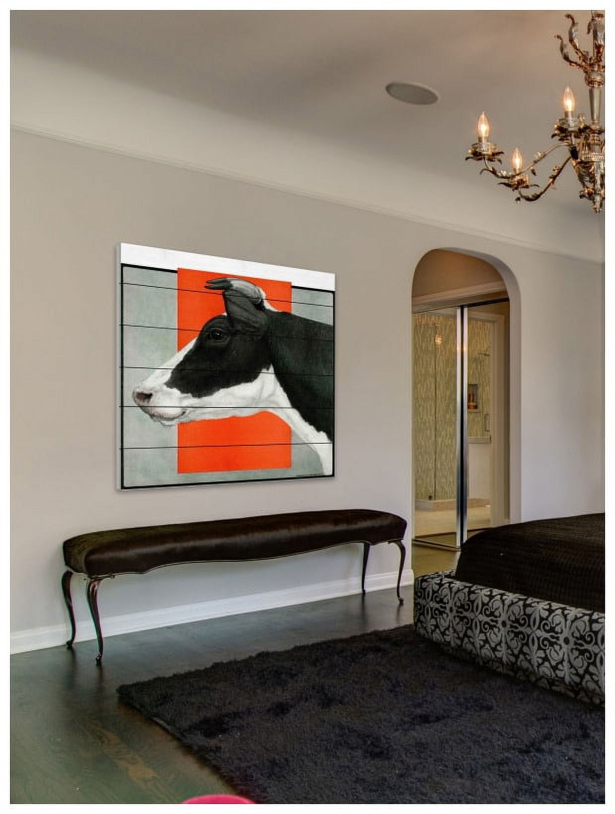 Marmont Hill "Journal Cow BW" Painting Print on White Wood