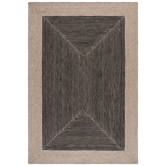 SAFAVIEH Braided Lars Geometric Reversible Area Rug, Beige/Black, 6' x 9'