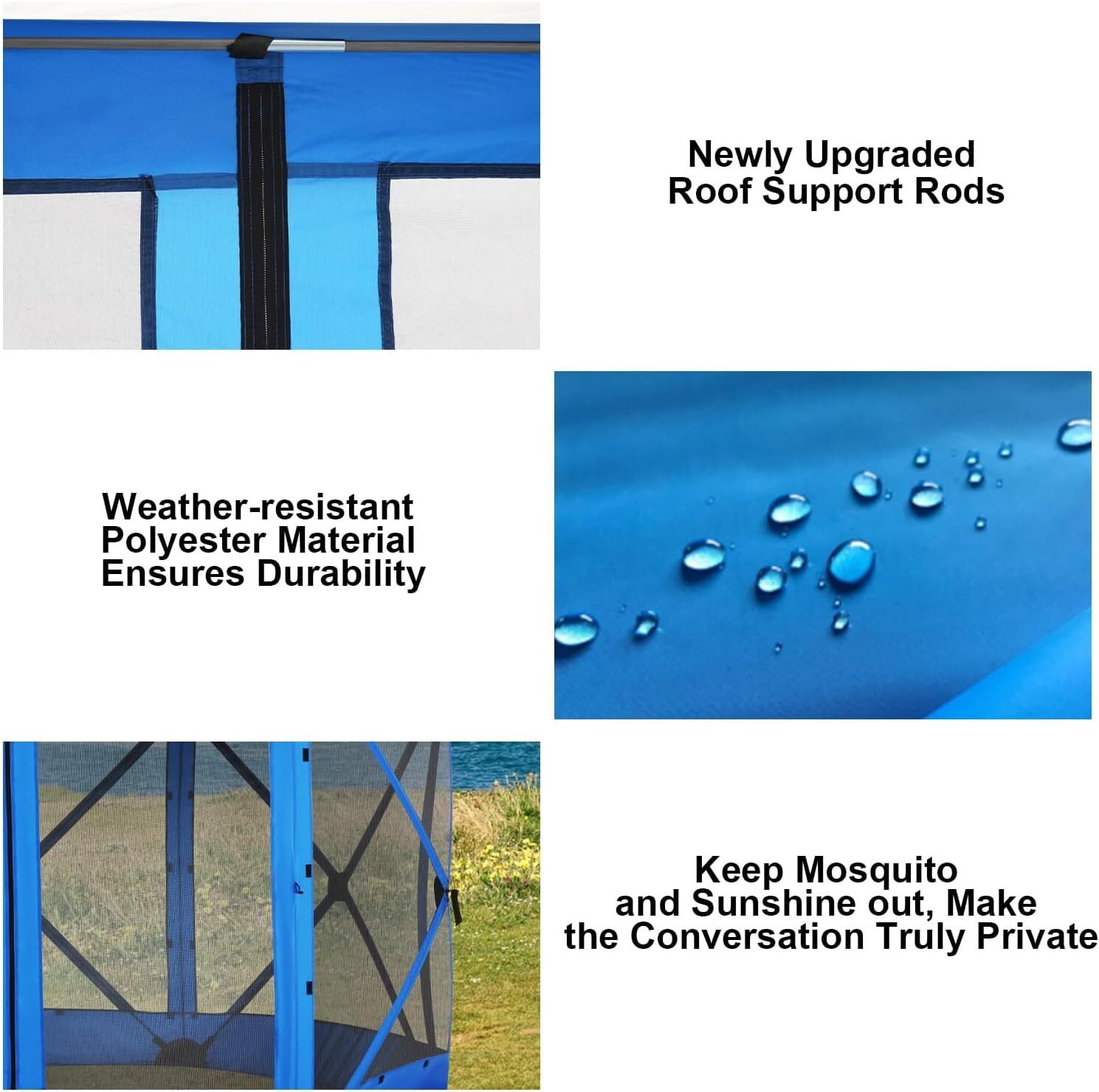 COBIZI Pop up Gazebo Screen Tent Screen House for Camping,12x12 Gazebo with Removable Roof, Outdoor Screened Gazebo with Sidewalls, Tent with Carry Bag and Ground Stakes,Blue(Upgraded)