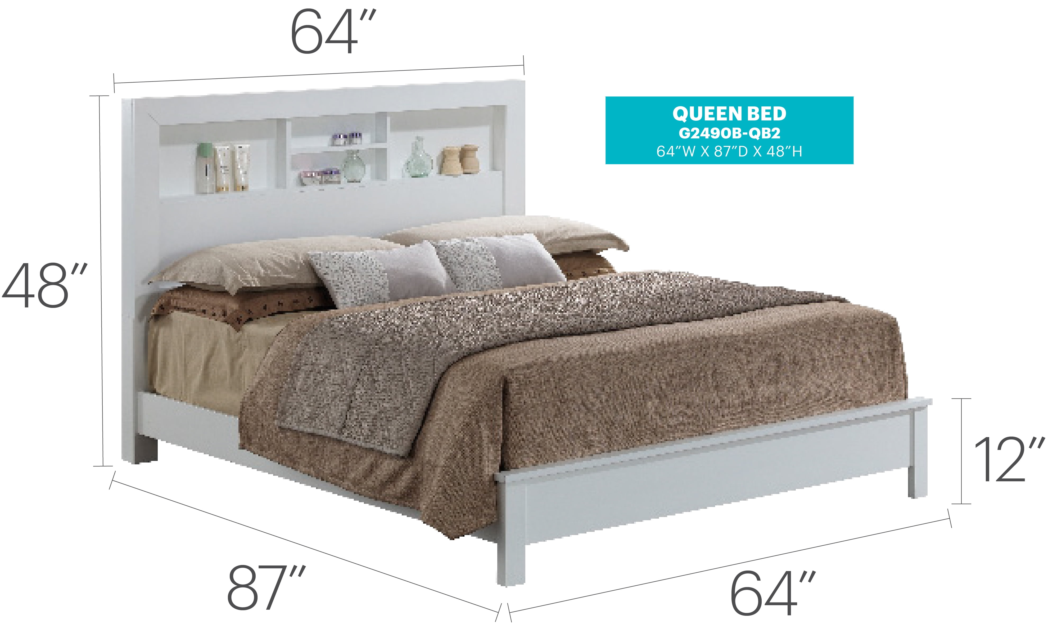 Glory Furniture Burlington Queen Bed in White Color