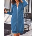 thumbnail image 4 of Chaqueta ELESOL para mujer, casual, holgada, con cremallera, con capucha, azul, 4 of 6