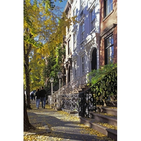 Couple on Leroy Street in Greenwich Village, Manhattan, New York, USA Print Wall Art By Peter