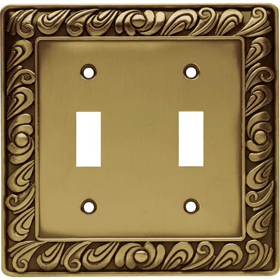 Franklin Brass Paisley Wall Plate, Tumbled Antique Brass Double Switch Cover Switch Cover, 1-Pack, 64040