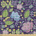 thumbnail image 2 of Ambesonne Floral Fabric by the Yard Upholstery, Flowers with Yellow Berries, 1 Yard, Sea Blue Lime Green, 2 of 5