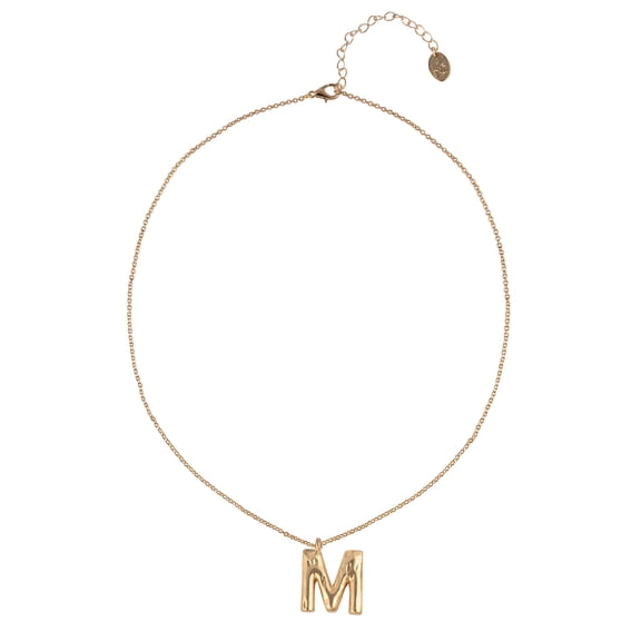 Time and Tru Goldtone Hammered Initial "M" Pendant Necklace