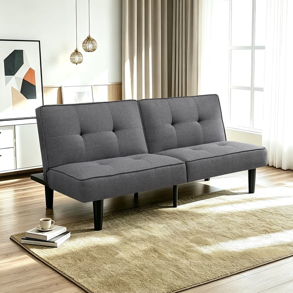 Canapé-lit futon de studio Mainstays 67", canapé-lit pliant rembourré avec dossier réglable, lin gris